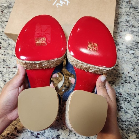 NEW Christian Louboutin Super Mariza Denim Platform Dandal size 40 - Picture 10 of 12